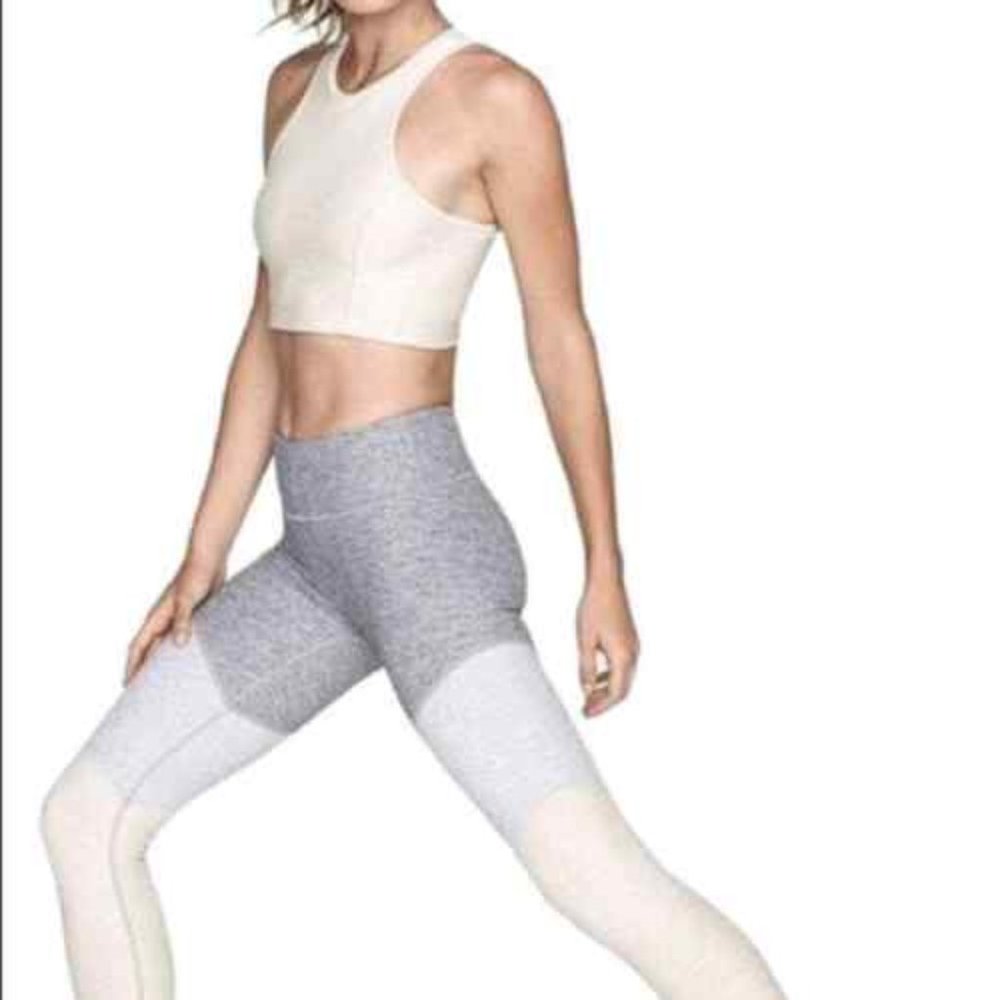 Outdoor Voices Springs Grey Cream Colorblock 7/8 Active Workout Leggings